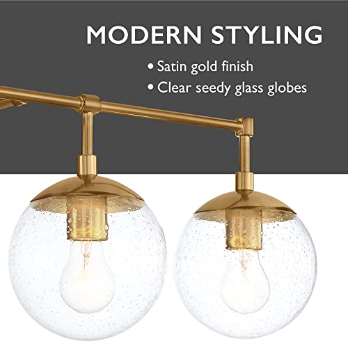 Image of Design House Gracelyn 4-Light Dimmable Bathroom Vanity Light, Seeded Glass, Satin Gold, 31.52 in W x 8 in D x 11.45 in H, 589580 | Dimmable, Wall Mount, Contemporary /Modern, Steel, Lighting, 589580