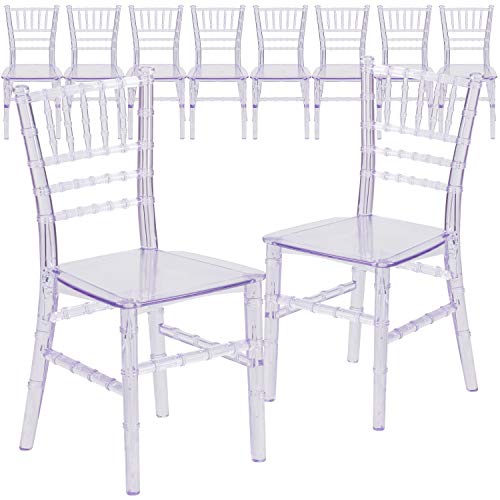 Flash Furniture HERCULES 10 Pack Childâ€™s Transparent Crystal Resin Party and Event Chiavari Chair for Commercial & Residential Use