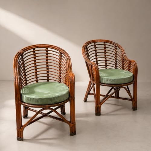 Classic Premium Bamboo Chair for Adults, Living Rooms,Bedroom,Balcony,Garden | Embrace Nature's Charm with the Bamboo Chair | with Cushion (Set of 2) 