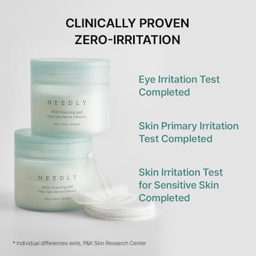needly mild cleansing pad makeup remover for sensitive skin triple deep cleansing barrier care with only two surfactants amp panthenol extra-large soft vegan pad korean skincare