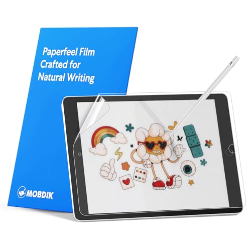 MOBDIK 2 Pack Paperfeel Screen Protector Compatible with iPad 9/8/7 (10.2 Inch, 2021/2020/2019, 9th/8th/7th Generation), Crafted for Natural Writing, Anti Glare with Easy Installation Kit
