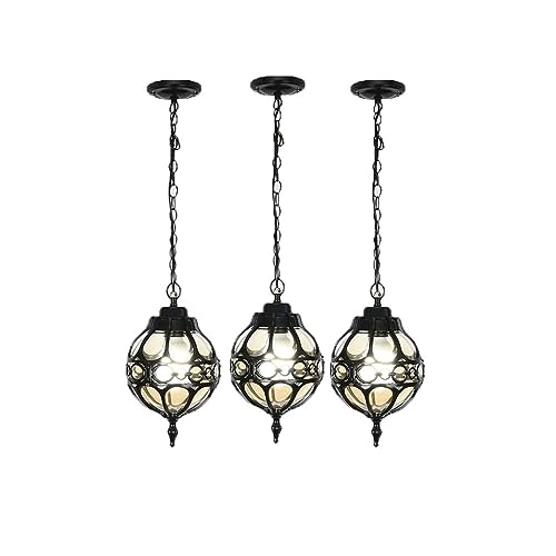Lampe Suspendue d'extérieur Anti-Rouille Étanche en Bronze Verre Transparent