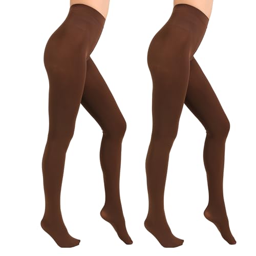 Image of Paralinda 2 Pairs Women's Solid Color Tights 80D, Soft Opaque Microfiber Tights