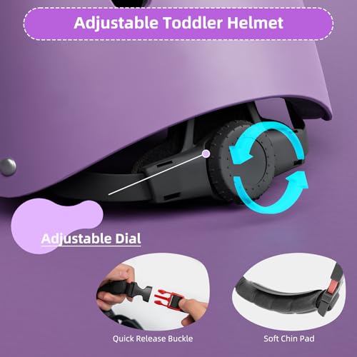 Glaf Toddler Helmet for 2-8 Years Kids Bike Helmets Baby Girls Boys Multi-Sport Adjustable Skateboard Bicycle Helmet Lightweight 4 Sizes for Toddlers (Violet, XS) by Glaf - Used condition - Image 5