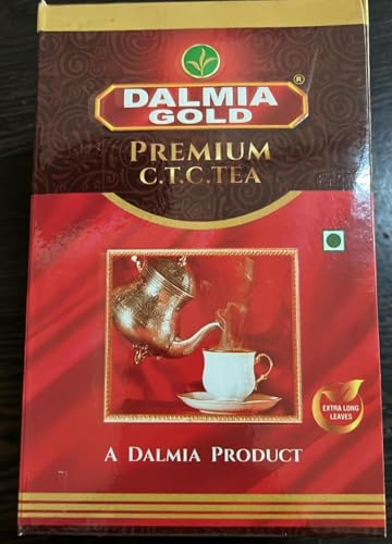 Image of Dalmia Gold Premium CTC Tea -250gms Mono carton pack | Blended CTC Tea with Orthodox Leaves from Assam and Dooars | 100% Vegetarian | Strong and Aromatic Chai| Pack of 2