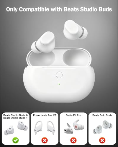 Image of Charging Case Replacement for Beats Studio Buds - Earbuds Charger Case with Bluetooth Pairing Sync Button, 660mAh Battery (Earbuds Not Included), White