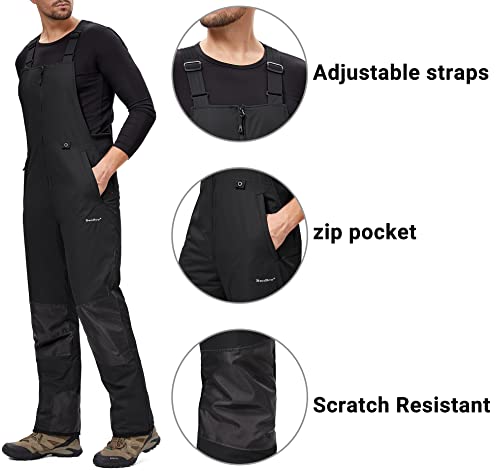 Benboy Mens Snow Bibs Ski Pants Softshell Waterproof Insulated Ripstop Snowboarding Overalls Winter,Hxk8118M-Black-S Darkblack #TOP5