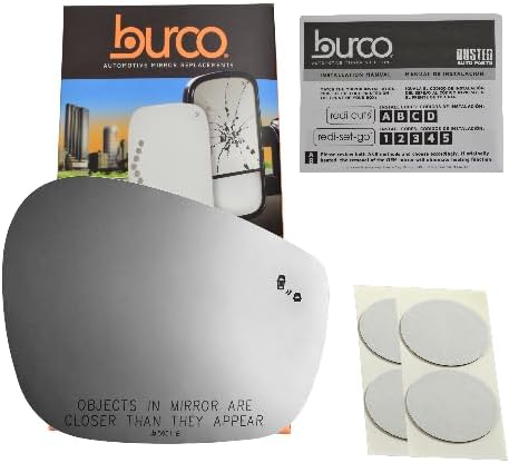 Burco 5851B Passenger Side Replacement Mirror Glass, No Rear Mount, w/Blind Spot Icon Detection Icon Compatible with 2021-2023 Mustang Mach-E