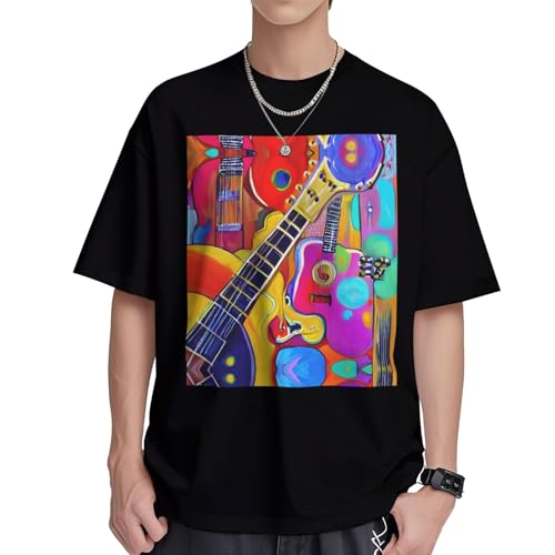 T-shirt guitare acoustique femme coton doux imprimé couleur tendance EdWal