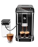 Automatic Espresso Machine with 20 Bar Pressure – One-Touch Coffee Maker, Built-in Grinder & Milk Frother, 6 Custom Recipes, 1.5L Water Tank, Auto Self-Cleaning, 120V for Home & Office (Black&Silver)