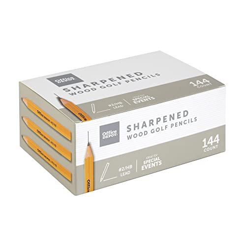 Office Depot® Brand Golf Pencils, Medium Point, Yellow, Pack Of 144