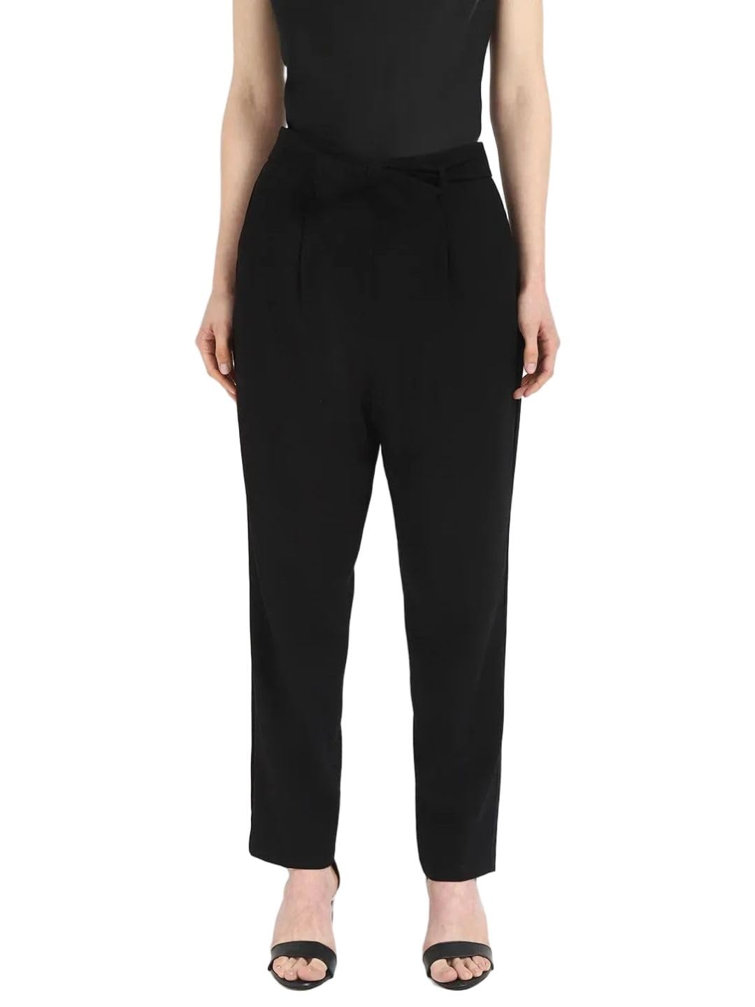Calvin Klein Womens Straight Leg Belted Tie Waist Pant