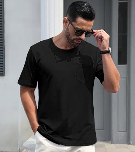 EKLENTSON Men's Cotton Pocket T-Shirts Short Sleeve Summer Tee Shirts Crew Neck Lightweight Basic Tees Casual Plain Tops2