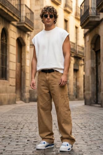 Image of Veirdo Men's Baggy Cargo Oversized Pants with Utility Pockets, Relaxed Loose Fit Street Style Trousers for Casual wear, Travel, (Size S to 2XL)