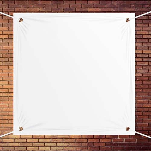 Image of Zonon Large Blank Banners And Signs Polyester Oxford Cloth Sublimation Banner To Decorate With Hanging Rope For Indoor Wall Outdoor Easy Hang Diy Signs For Business Office(White,2 x 2 Feet)