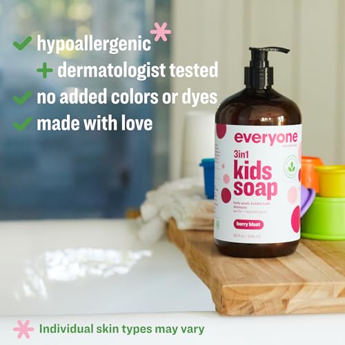 Image of Everyone 3-in-1 Kids Body Wash, Bubble Bath & Shampoo, Berry, 32 oz 2-Pack