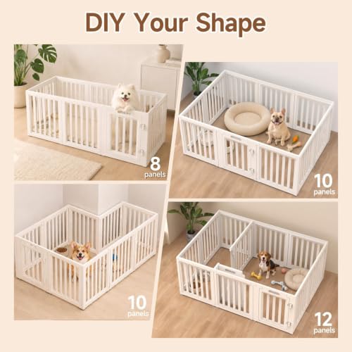 Image of EVERFRONT Dog Playpen with Door - Dog Pen Indoor - Easy Assemble Dog Play Pen - Puppy Playpen, Cat Playpen, Small Animal Playpen, Dog Play Pen Indoors (White, 30 inch, 1 Door+1 Panel)