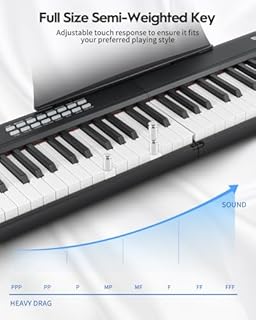 STRICH 88 Key Digital Piano Foldable Full Size Electric Keyboard with Semi-Weighted Sensitive Keys, Portable Electric Piano Set for Beginner, Bundle with Sustain Pedal, Headphones, Music Rest, SEP-88F
