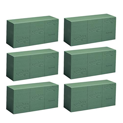 Aquafoam Instant Standard Brick Wet Floral Foam, Pack of 6