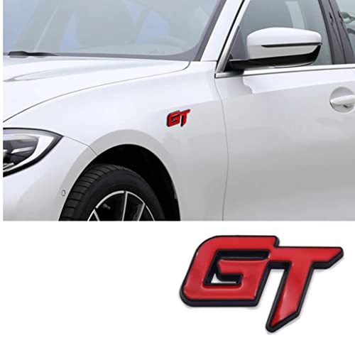 Image of 2 PC GT Emblem Premium 3D Car GT Badge Racing Car Sticker Decorative Decal Replacement Parts Car Hood Door Side Fender Trunk Self-Adhesive Logo Nameplate (Reddish Black)