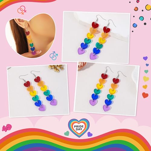 LGBT Love Pride Earrings for Women Gay Lesbian Rainbow Heart Dangle Earrings LGBT Pride Gifts4