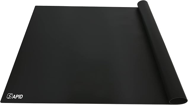 Extra Large Silicone Mat Kitchen Counter Heat Resistant Table Mat 36" x 24" | Place Mats, Countertop Protector , Thick Placemats Washable Silicone Mats for Kitchen Counter Dining Table Mat, Black , Sapid