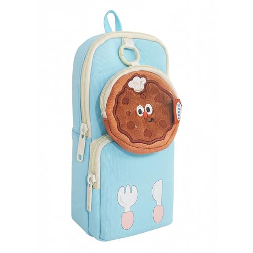 Image of FunBlast Pencil Pouch for Kids, Girls - Large Capacity Multipurpose Stationery Zipper Pouch with Coin Pouch for Kids & Adults, Kawaii Aesthetic Pencil Case Organizer, Cute School Supply Bag (SkyBlue)