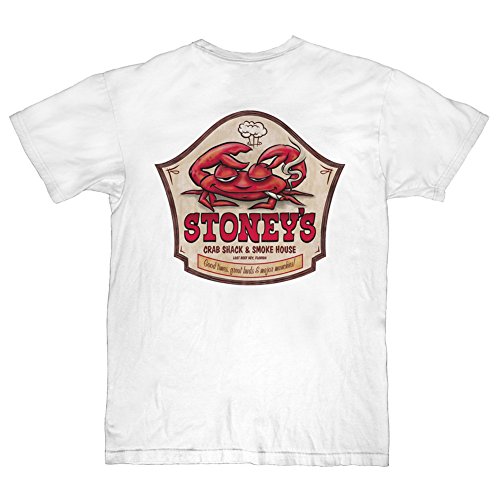 Lost Reef Men's Stoney's Crab Shack Short Sleeve T-Shirt (Large) White
