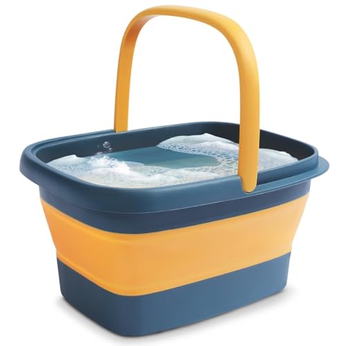 Spa de pies plegable con asa portátil azul miniatura 2