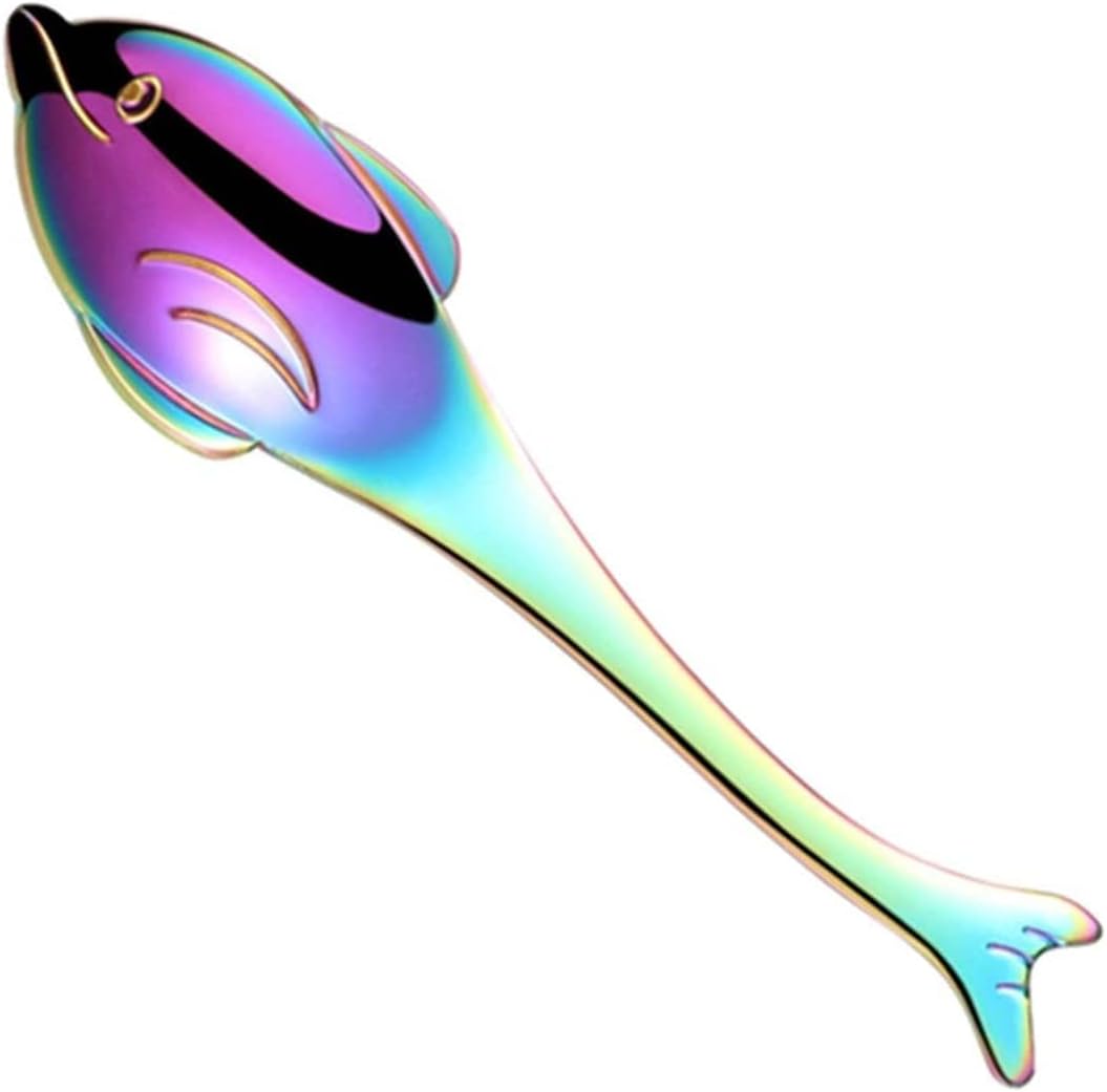 Teaspoon Spoon Soup Hippocampus/Dolphin/Whale Shape Stainless Spoons Creative Coffee Spoon Dessert Tea Ice Cream Spoon Kitchen Tools Tableware Coffee Spoon Dessert Spoon Spoon(Multicolor)