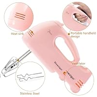Handmixer Electric Handheld - 7 Speed Portable Kitchen Mixer Electric with 5 Stainless Steel Accessories Whisk, Food Beater for Whipping Mixing Cookies Cakes Eggs, Pink — image 2