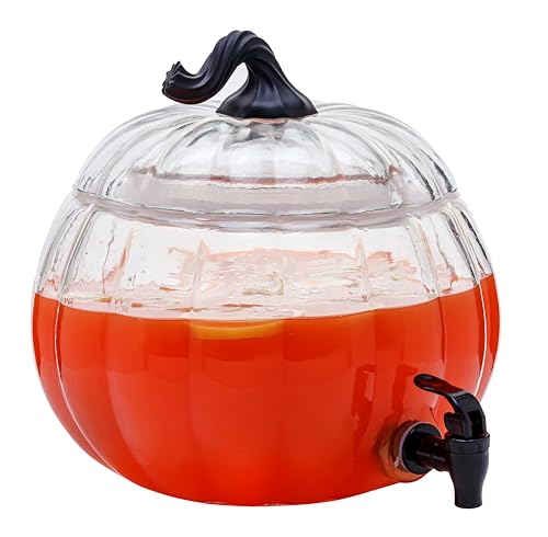 Circleware Pumpkin Clear Glass Beverage Dispenser 1.92 Gallons