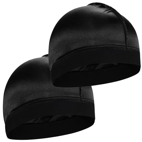 2PCS Silky Stocking Wave Cap for Men, Good Compression Over Durag （Thick Hair Style）