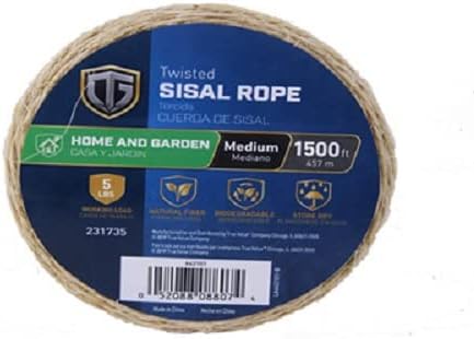 1-Ply x 1500' Foot Natural Fiber Twisted Home & Garden Sisal Twine - Pack of (3)
