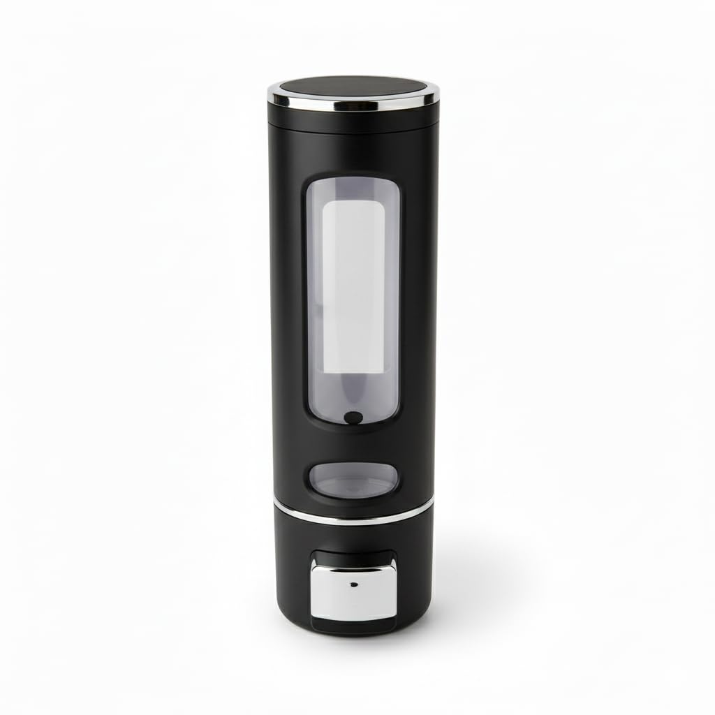 Push Soap Dispenser, Manual Liquid Soap Dispenser, Countertop Mount, Modern Black Design, Easy Refill for Bathroom and Kitchen.