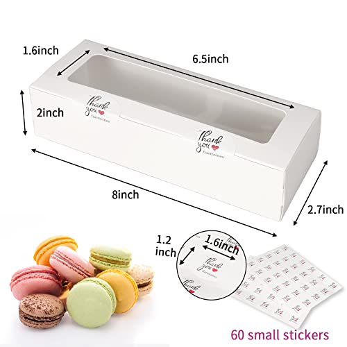 Garmeinea 30 Pack Macaron Boxes Packaging For 5 To 7 Macarons With 60 Pcs Stickers For Home Diy Baking Gift(White) #TOP1
