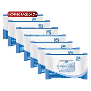 GINNI Hygiene Bed Bath Towel Big Wet Wipes For Adults, Patients & Baby Wet Wipes & Refreshing Sponge Bath (10 Pulls/Pack) (Pack of 7)