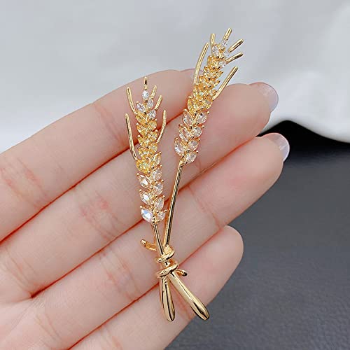 Image of Rhinestone Lady Brooch Pin Fashion Crystal Wheat Bouquet Collar Pins Women Coat Brooches