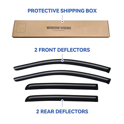 Image of Window Visors Rain Guards for 2017-2024 Nissan Titan & 2016-2024 Nissan Titan XD Crew Cab, Out-Channel Window Vent Wind Deflectors Visors Shades