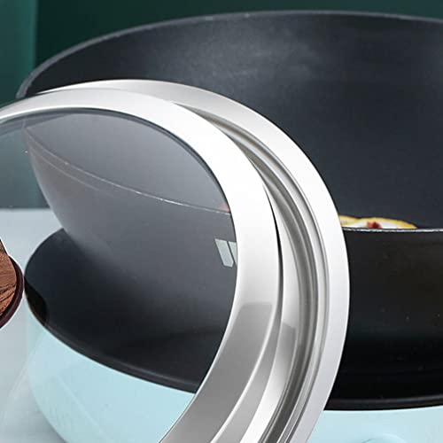 Luxshiny Stainless Steel Cooking Pot Cover Glass Frying Pan Lids Visible Pan Lid Wok Cover Lids Cookware Lid Replacement with Handle BBQ Griddle Grill Accessories 30cm - Image 3