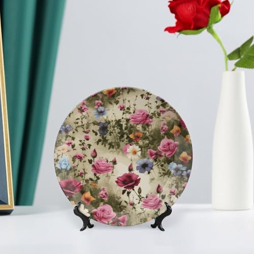 Plato decorativo de porcelana Garden Blooming Wildflowers 7 pulgadas miniatura 6