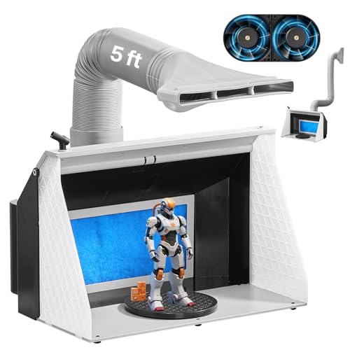 VEVOR Airbrush-Farbkabine Lackierkabine mit Doppellüfter (545 x 475 x 370 mm), tragbare Sprühfarbenkabine mit 3 LED-Leuchten & Verlängerungsschlauch, zum Lackieren von Modellen, Kunst