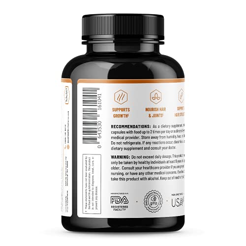 Collagen Biotin Capsules Hair Nails And Skin Vitamins For Women, Supplements For Hair Growth & Joint Support, Vitamins For Women Collagen And Biotin, Keratin, Vitamin B7, Bamboo, Kelp (60 Capsules) #TOP6