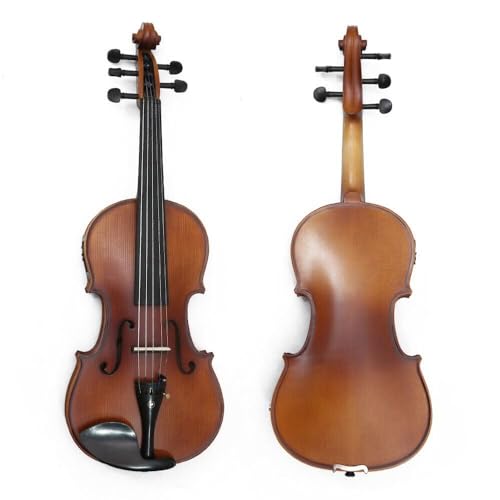 YoungMonic 5 String Violin 4/4 Violin Maple Spruce Hand Made Free Violin Case and Bow Ebony (4/4)