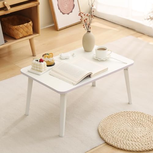 【2024年NEW 折畳みローテーブル ロックしてもっと安定できる】折畳みテーブル 頑丈 テーブル ローテーブル 折り畳み 机 折り畳み テーブル 一人暮らし ローテーブル 折畳み 完成品 ちゃぶ台 おしゃれ 机 低い 軽量 学習 ベッド ソファ table 食事 利用可 (ホワイト, 長60*幅40cm*高さ28cm)