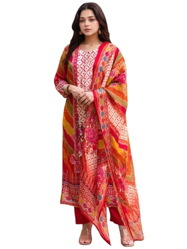 Kurta droite en viscose femme ensemble pantalon tunique indienne et dupatta