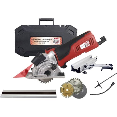 Holzmann Maschinen TAS89M_230V Mini sierra circular portátil Profundidad de corte máx. (90°) 28,5 mm con accesorios
