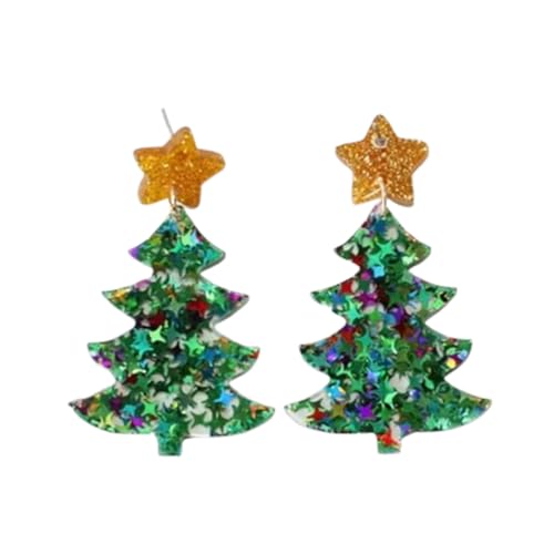Ya en mundofriki.es: 1 par de pendientes colgantes navideños con purpurina, pendientes vintage de acrílico con árbol de Navidad verde para mujer: un