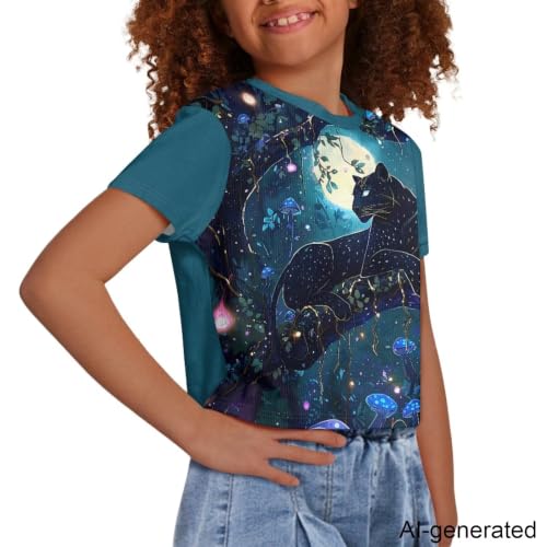 Image of Cute Crop Tops for Girls Short Sleeve Summer T Shirts Fashion Graphic Tees Crew Neck Pullover Tee 5-14 Years