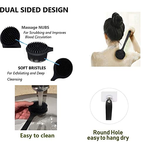 Cinlitek Silicone Body Scrubber, Long Handle Back Scrubber For Shower, Silicone Body Brush Shower Scrubber For Body, Shower Srush Back Brush Body Exfoliator #TOP1